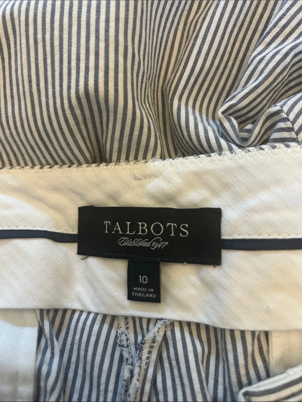 Talbots Striped Lightweight Dress Pants - Navy & White Size 10 EUC
